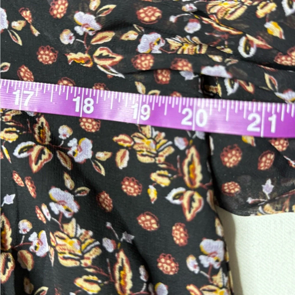Ann Taylor Black Floral Long Sleeve Dress Boho Cottagecore Size Large Petite - Picture 10 of 10